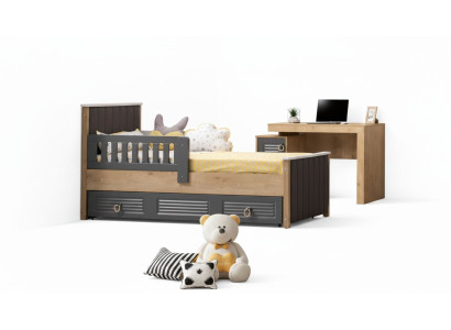 Bedframe kinderbed bed kinderkamer kinderkamer meubilair grijs hout