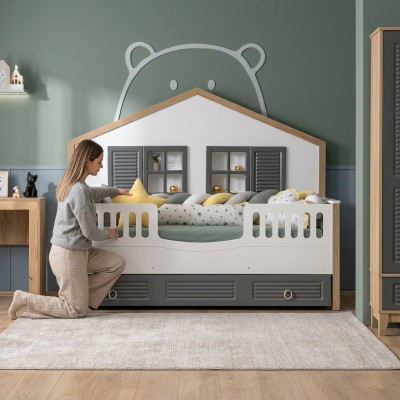 Bedframe Perfect Kids Bed Children's Room Bed Frames Grey Wood