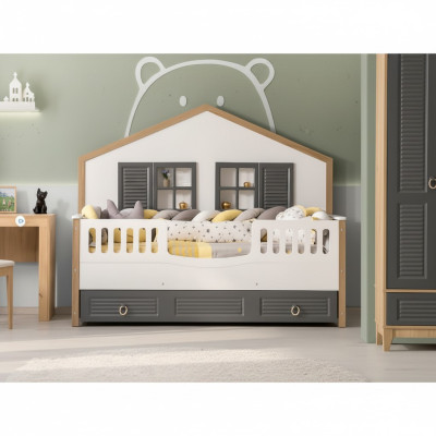 Bedframe Perfect Kids Bed Children's Room Bed Frames Grey Wood