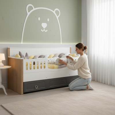 Bedframe Perfecte kinderbed Hout Kinderkamer Bedframes Grijs