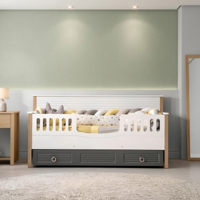 Bedframe Perfecte kinderbed Hout Kinderkamer Bedframes Grijs