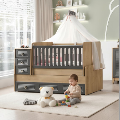 Stijlvol kinderbed luxe houten bed Grijs Kleur Exclusieve meubels nieuw