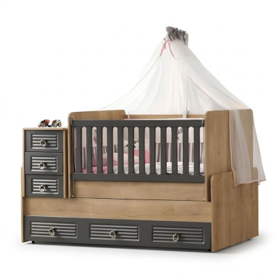 Stijlvol kinderbed luxe houten bed Grijs Kleur Exclusieve meubels nieuw