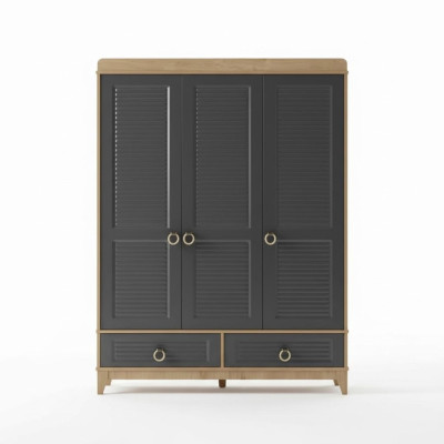 Grijze houten kledingkast ontwerpen kinderkamer kledingkasten