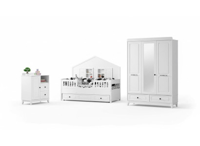 Stijlvol Compleet Jeugdkamer Luxe Kinderkamer Set 3-delig Wit Kleur