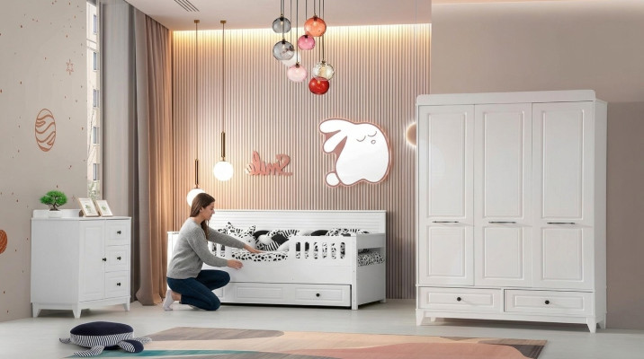 luxe Compleet Jeugdkamer Luxe Kinderkamerset 3-delig Wit Kleur