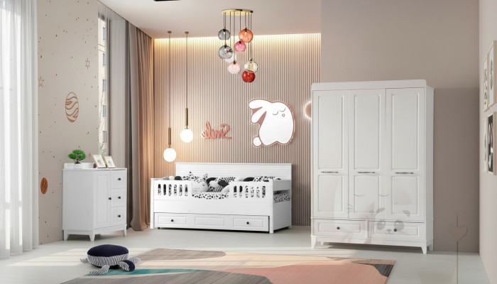 luxe Compleet Jeugdkamer Luxe Kinderkamerset 3-delig Wit Kleur