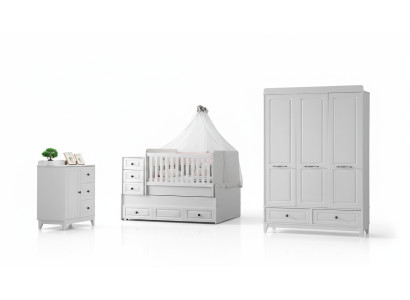 Modern kinderbed compleet jeugdkamer luxe kinderkamerset 3-delig wit