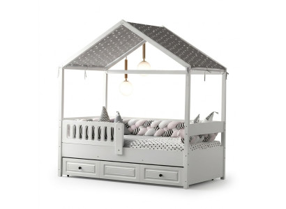 Kinderbed houten bed functioneel bed uitschuifbaar bed 200 hout wit nieuw