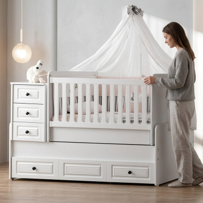 Luxe wit babybedje Stijlvol houten bed voor de kinderkamer nieuw