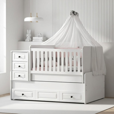 Luxe wit babybedje Stijlvol houten bed voor de kinderkamer nieuw