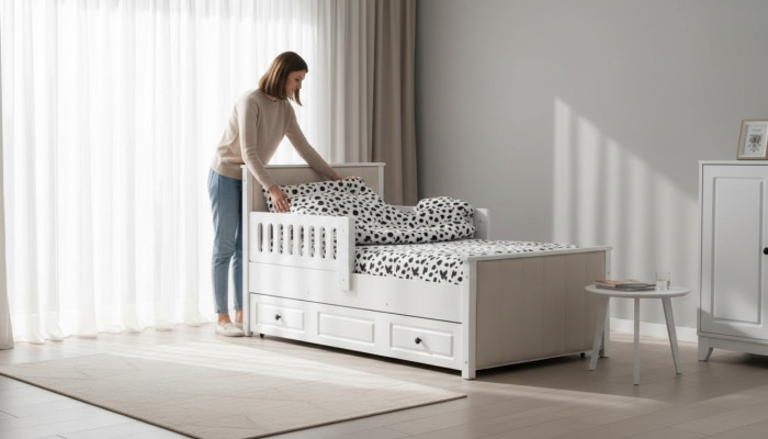 Kinderbed Houten bed Functioneel bed Uitschuifbaar bed 200 Hout Wit