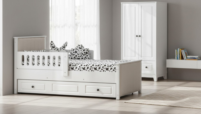 Kinderbed Houten bed Functioneel bed Uitschuifbaar bed 200 Hout Wit