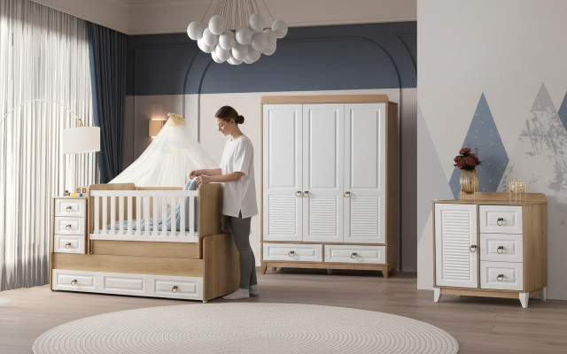 Compleet kinderkamer set Bed Kledingkast Ladenkast Licht 3-delig Nieuw