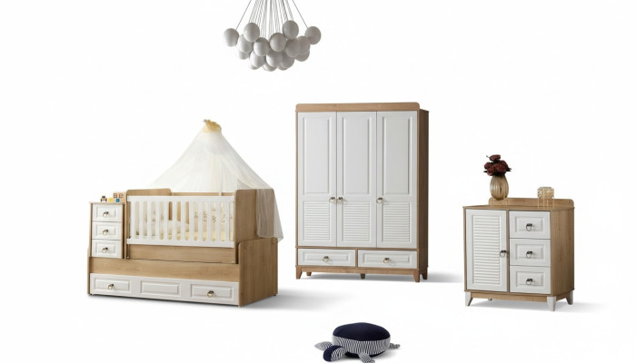 Compleet kinderkamer set Bed Kledingkast Ladenkast Licht 3-delig Nieuw