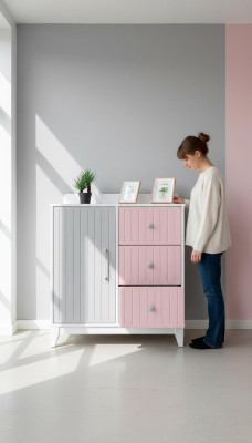 Ladenkast in kinderkamer Moderne elegant ladenkast hout meerkleurige meubels