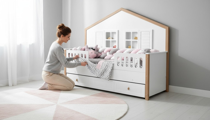 Bedframe kinderbed bed kinderkamer kinderkamermeubels wit hout