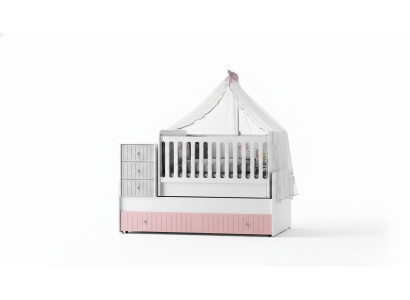 Stijlvol kinderbed voor baby, veelkleurig. Perfect meubilair voor uw kinderkamer. Verwijdering.