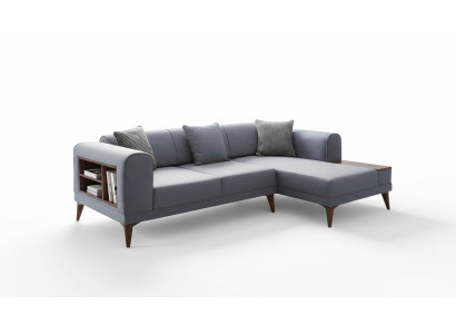 Grijze woonkamer L-vorm bank bekleding hoekbank design woonkamer bank