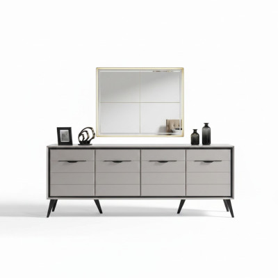 Witte 4-deurs eetkamer dressoir Designer dressoir Luxe glazen spiegel
