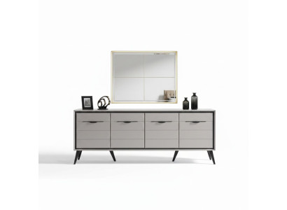Witte 4-deurs eetkamer dressoir Designer dressoir Luxe glazen spiegel