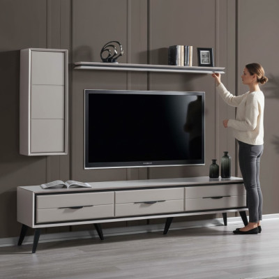 Stijlvol 3-deurs tv-laagbord moderne wandkast ontwerper rek.