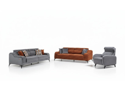 Grijze-oranje woonkamer zitmeubels Exclusieve 3-zits luxe fauteuil