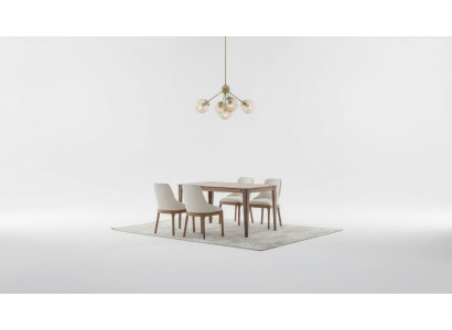 Luxe eetkamerset Rechthoekige eettafel 6x stoffen stoelen 9-delig