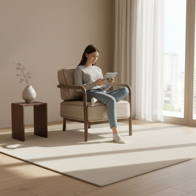 Moderne beige fauteuil eenzitter design woonkamer leunstoel