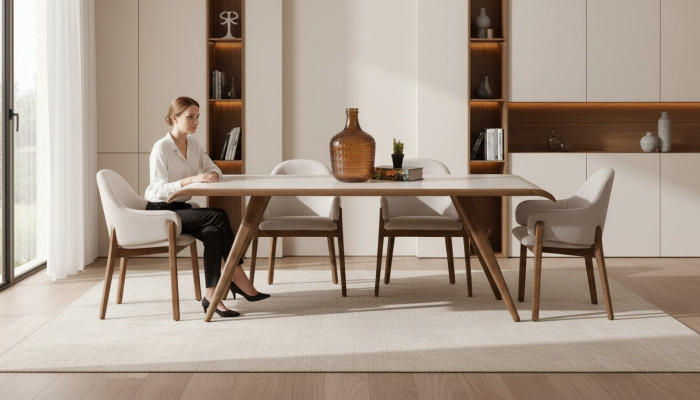 Bruine Exclusieve Eetkamerset Eettafel 6x Stoelen Beklede Stoelen 7-delig