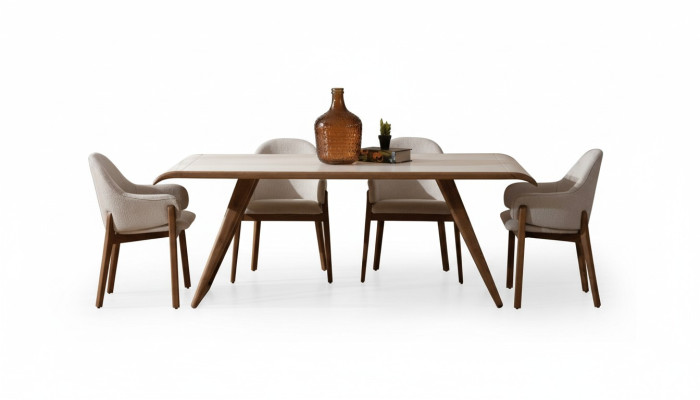 Bruine Exclusieve Eetkamerset Eettafel 6x Stoelen Beklede Stoelen 7-delig