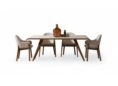 Bruine Exclusieve Eetkamerset Eettafel 6x Stoelen Beklede Stoelen 7-delig