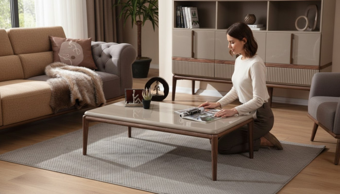 Bruine houten salontafel Woonkamer Designmeubelen Luxe Stijlvolle tafels