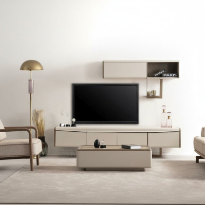 Beiges lagekast houten rek ontwerper RTV-kast woonkamer luxe meubels