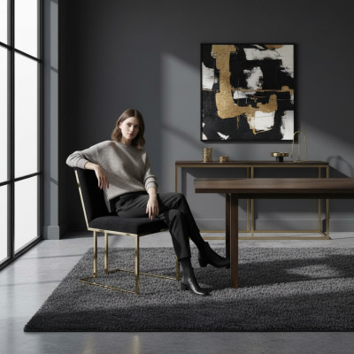 Zwarte roestvrijstalen stoel metalen eetkamerstoel design gestoffeerde stoelen