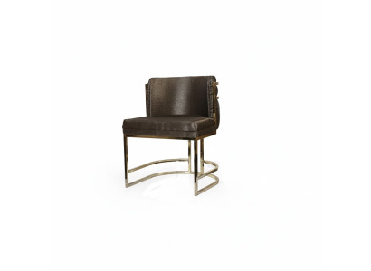 Luxe stoel in bruine kleur met modern design en metalen frame voor de eetkamer.