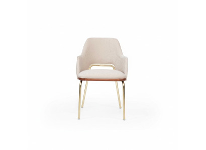 Beige roestvrijstalen stoel met metalen frame Eetkamer Eenpersoons luxe stoelen Nieuw