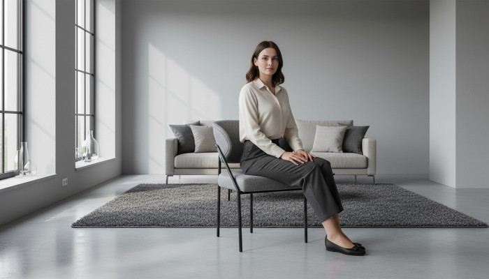 Grijze gestoffeerde eetkamerstoel Ontwerperstoelen Metalen frame Luxe meubels