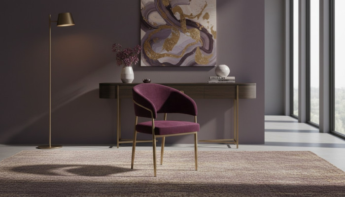Donker-lila eetkamerstoel ontwerper metalen frame eetkamer houten stoelen