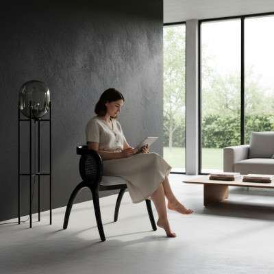Grijze-zwarte designstoel Luxe eetkamerstoelen voor één persoon