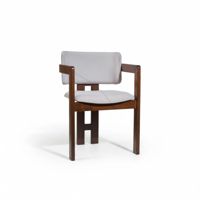 Wit-bruine eetkamerstoel ontwerper gestoffeerde stoel Moderne fauteuil van één persoon.
