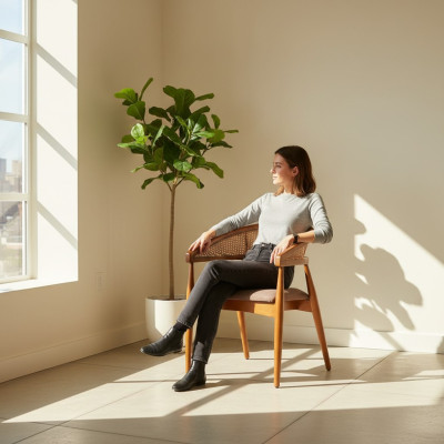 Bruine luxe stoel met houten frame eetkamer designerstoelen met armleuningen.