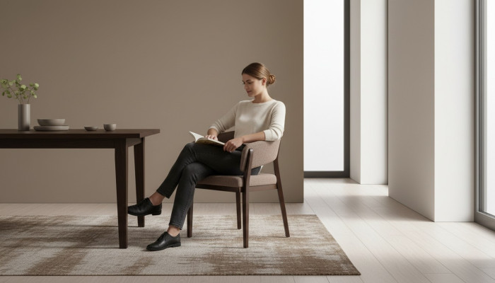 Moderne bruine eetkamerstoel Luxe gestoffeerde stoelen Houten frame
