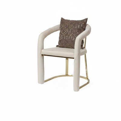 Beige designerstoel Luxe houten frame Ontwerper eetkamerhouten stoelen.