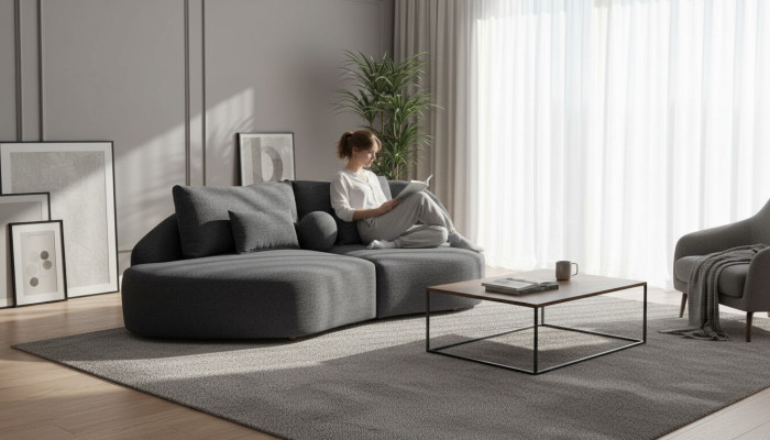 Stijlvolle grijze driezits woonkamerbank moderne bankstellen