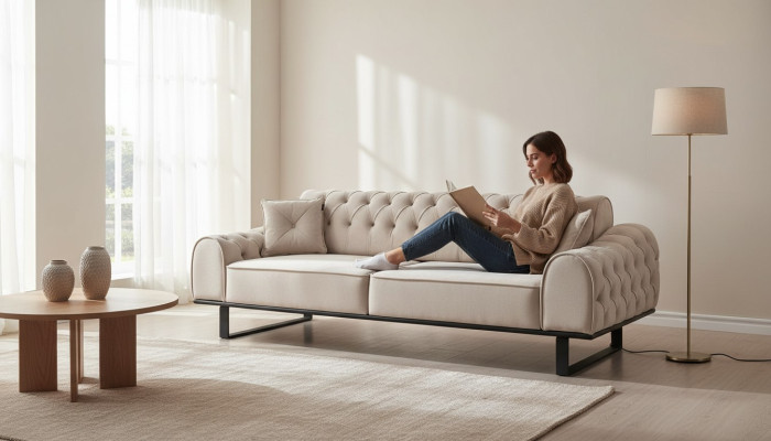 Exclusieve beige 3-zits woonkamer bankstellen Designer luxe banken Nieuw