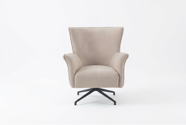 Beige woonkamer fauteuil ontwerper ontspannen gestoffeerde fauteuil met metalen poten.