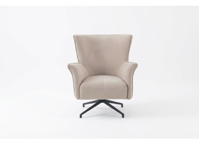 Beige woonkamer fauteuil ontwerper ontspannen gestoffeerde fauteuil met metalen poten.