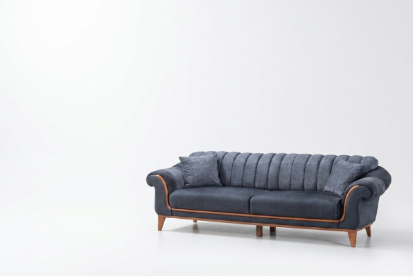 Blauw-grijze woonkamerset Stijlvolle 3-zits luxe fauteuil 2-delig