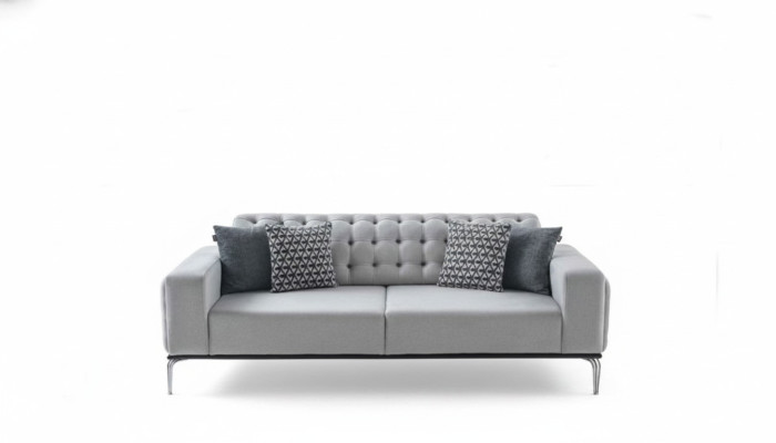 Moderne Chesterfield lichtgrijze 3-zits woonkamer luxe driezitter